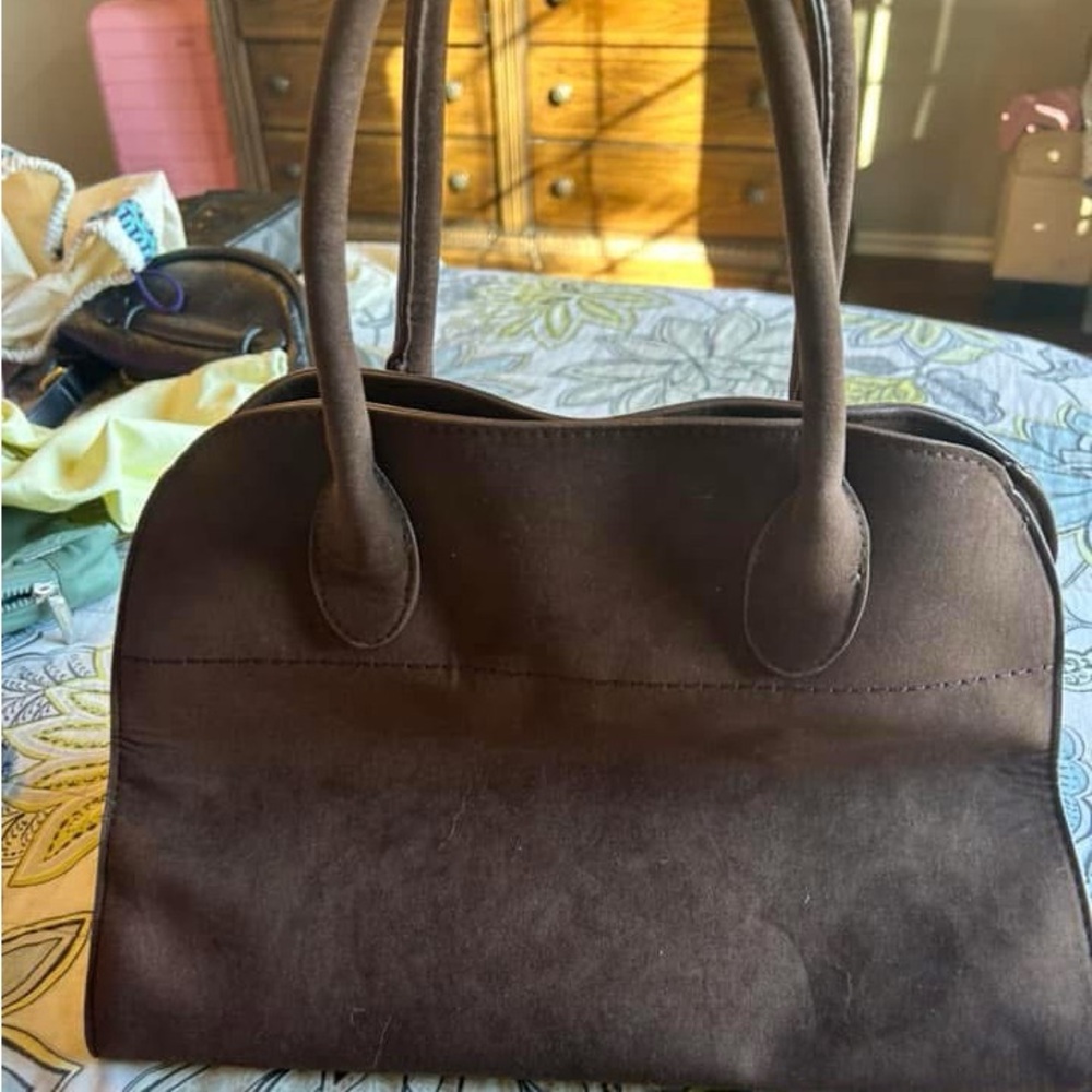 Brown suede handbag